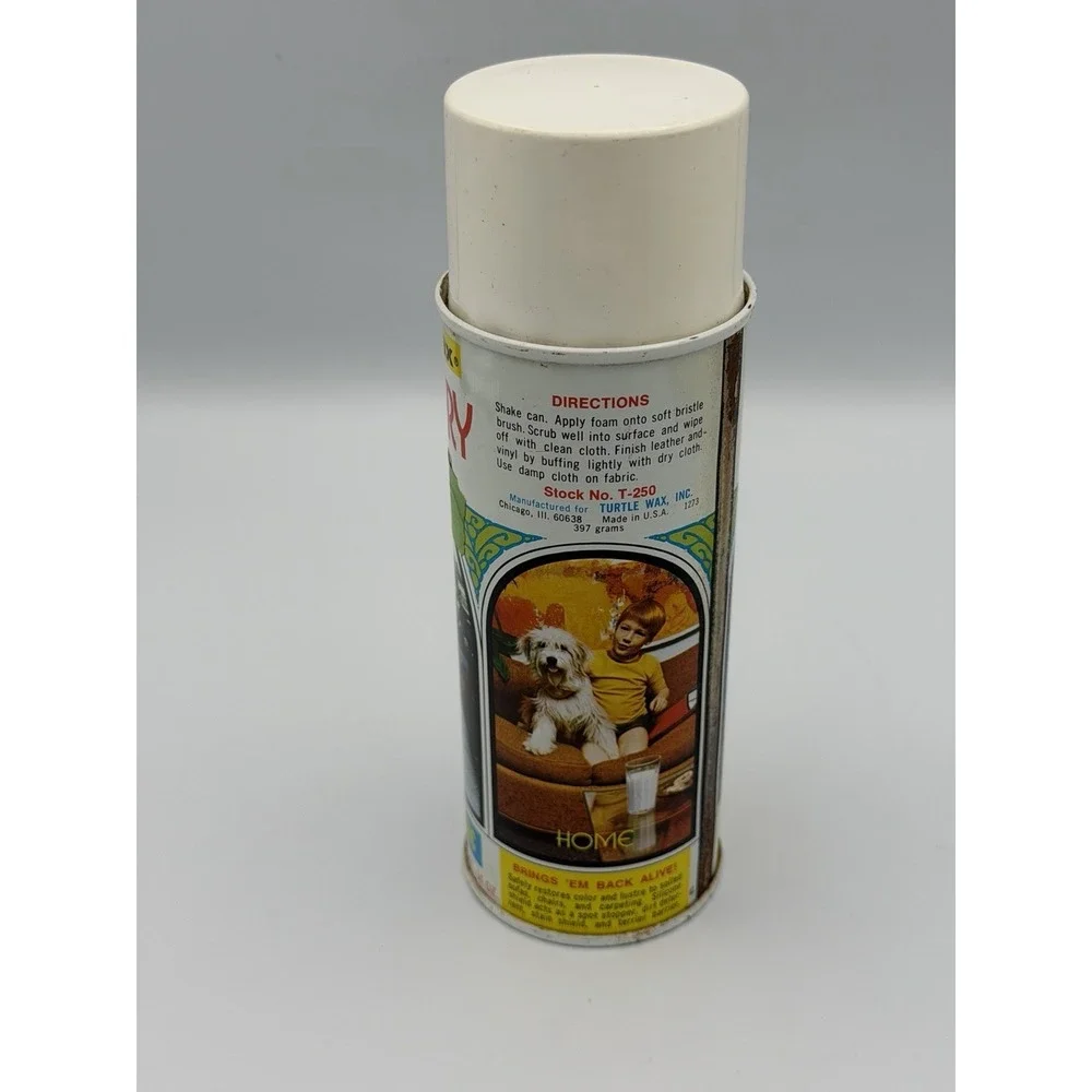 Vtg Turtle Wax Upholstery Cleaner T-250 1970s Auto Garage Can Approx 60% Full